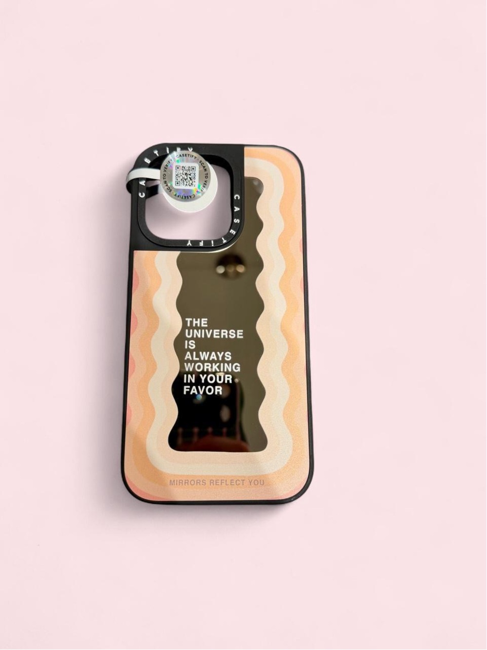 Casetify Pink Peach Wavy Mirror Phone Case with Inspirational Quote